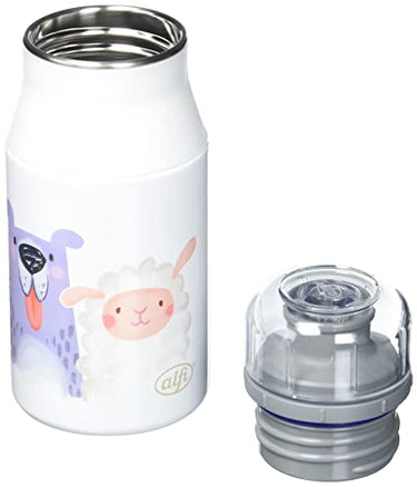 alfi KIDS BOTTLE 400ml, cute animals, children's drinking bottle made of stainless steel, absolutely leak-proof with screw cap, lightweight and robust bottle, for carbonated drinks, no fingerprints, BPA-free on sale